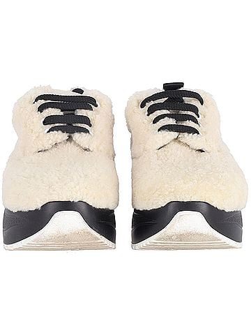 Céline Celine Delivery Shearling Platform Sneakers in Cream Wool  (view 2)