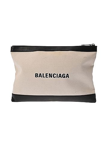 Balenciaga BALENCIAGA Navy Clip L White Black 373840 Men's Canvas Leather Clutch Bag AB Rank Used Ginzo (view 2)