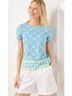 Talbots Floral Blue Green White Short Sleeve Blouse Size XS - photo 5