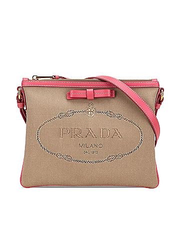 Prada Canvas Canapa Logo Bow Crossbody (view 1)