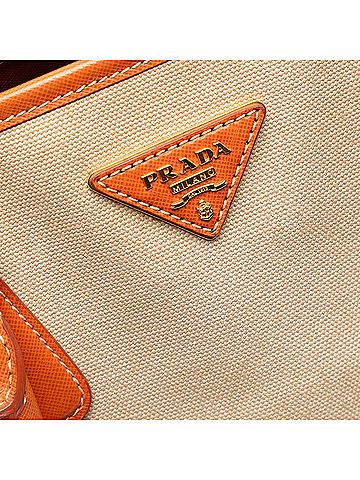 Prada Saffiano Trimmed Canvas Canapa Satchel (view 2)