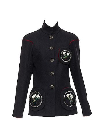 Chanel Chanel Edelweiss flower embroidery circle pocket wool coat (view 1)