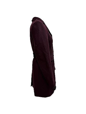 Burberry Burberry Brit Single-Breasted Short Coat in Burgundy Wool (view 2)