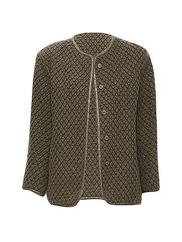 Issey Miyake Issey Miyake waffle cloque leather trim jacket (view 1)
