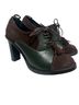 Brooks Brothers Solid Color Block Brown Green Heels Size 6 1/2 - photo 1