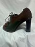 Brooks Brothers Solid Color Block Brown Green Heels Size 6 1/2 - photo 6