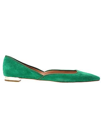 Aquazzura Aquazzura Maia Ballet Flats in Green Suede (view 1)