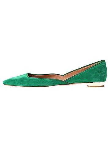 Aquazzura Aquazzura Maia Ballet Flats in Green Suede (view 2)