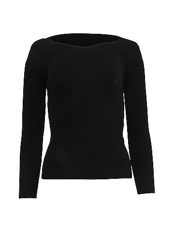Alberta Ferretti  Alberta Ferretti Ribbed-Knit Sweater in Black Viscose (view 1)