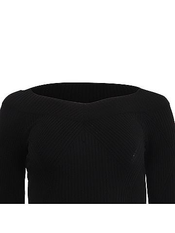 Alberta Ferretti  Alberta Ferretti Ribbed-Knit Sweater in Black Viscose (view 2)