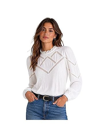 Madewell Lace Insert Mockneck Long Sleeve Top Long Sleeve T-Shirt (view 1)