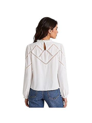Madewell Lace Insert Mockneck Long Sleeve Top Long Sleeve T-Shirt (view 2)