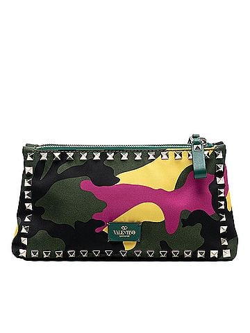 Valentino Nylon Rockstud Camouflage Double Zip Clutch (view 1)