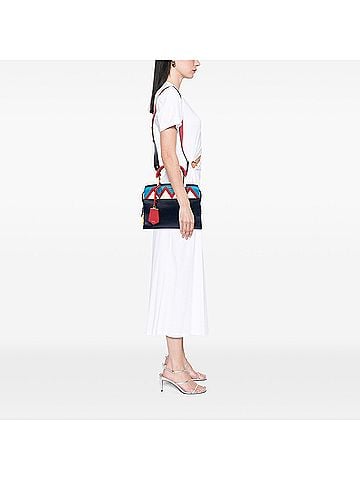 Prada Medium Saffiano Trimmed City Calf Greca Esplanade Satchel (view 2)