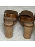 Ralph Lauren 100% Leather 100% Polyurethane Animal Print Brown Sandals Size 9 1/2 - photo 3