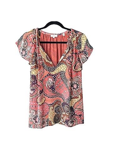 A.L.C. June 100% Silk Paisley Blouse  Short Sleeve T-Shirt (view 1)