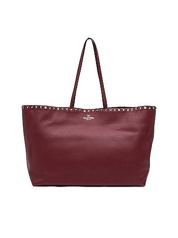 Valentino Large Grained Calfskin Rockstud Shopper Tote (view 1)