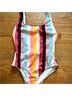 Solid & Striped Stripes Blue Pink One Piece Swimsuit Size L - photo 4