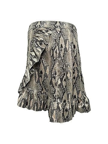 MSGM MSGM Snakeskin-Print Ruffled Mini Skirt in Grey Polyester (view 1)