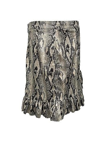 MSGM MSGM Snakeskin-Print Ruffled Mini Skirt in Grey Polyester (view 2)