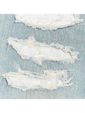 Junya Watanabe JUNYA WATANABE DENIM 2020 light blue white sequin embellished mid rise jeans XS (view 2)
