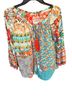 LULALIFE Floral Graphic Blue Orange 3/4 Sleeve Jersey Size XS - photo 1
