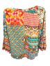 LULALIFE Floral Graphic Blue Orange 3/4 Sleeve Jersey Size XS - photo 2