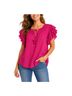 Rose + Olive 100% Polyester Solid Pink Short Sleeve Blouse Size S - photo 1