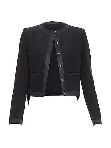 Givenchy Givenchy Wool Silk Trim High Low Hem Minimal Classic Jacket (view 1)