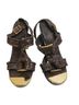 Tory Burch 100% Leather 100% Wood 100% Rubber Snake Print Brown Gold Sandals Size 7 - photo 2