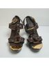 Tory Burch 100% Leather 100% Wood 100% Rubber Snake Print Brown Gold Sandals Size 7 - photo 8