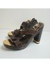 Tory Burch 100% Leather 100% Wood 100% Rubber Snake Print Brown Gold Sandals Size 7 - photo 9