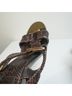Tory Burch 100% Leather 100% Wood 100% Rubber Snake Print Brown Gold Sandals Size 7 - photo 7