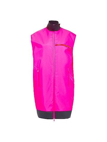 Prada rare PRADA 2018 Runway Look48 neon pink red zip vest dress IT38 XS Celine Dion (view 1)