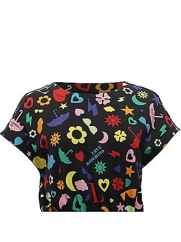 Moschino Love Moschino Printed Mini Flared Dress in Multicolor Cotton (view 2)
