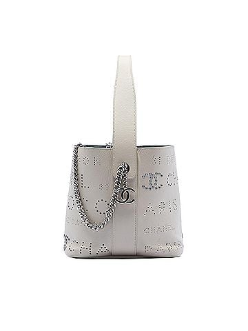 Chanel Small Perforated Calfskin Logo Eyelet Bucket Bag (view 1)