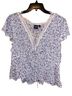 Gap Floral White Blue Short Sleeve Blouse Size XL - photo 1