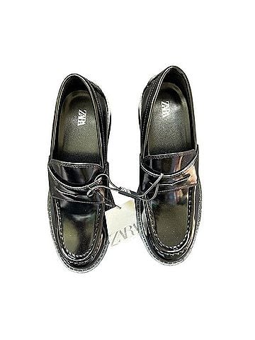 Zara Faux Patent Penny Loafers Flats (view 1)