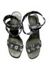 Donald J Pliner 100% Crepe 100% Leather Print Black White Heels Size 8 1/2 - photo 1