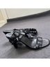 Donald J Pliner 100% Crepe 100% Leather Print Black White Heels Size 8 1/2 - photo 8