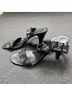 Donald J Pliner 100% Crepe 100% Leather Print Black White Heels Size 8 1/2 - photo 7