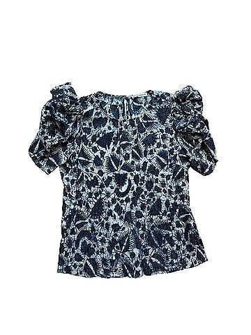 Ulla Johnson Nova Indigo Lurex Puff Sleeves  Short Sleeve Blouse (view 1)