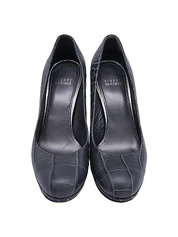 Stuart Weitzman Stuart Weitzman Embossed Pumps in Grey Leather (view 2)