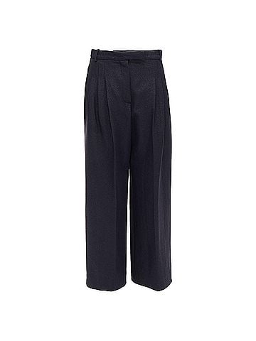 Chanel CHANEL  metallic black pleated front chain trimmed wide leg pants FR40 M (view 1)
