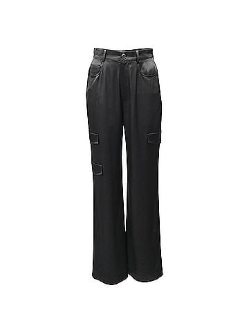 Nanushka  Nanushka Wide-Leg Cargo Pants in Black Leather (view 1)