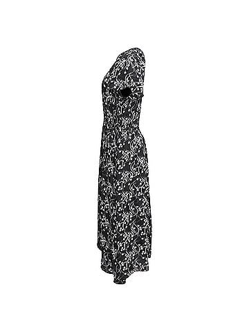 Kenzo Kenzo Gathered Printed Midi Dress in Black Viscose (view 2)