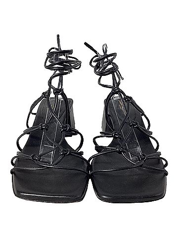 Gianvito Rossi  Gianvito Rossi Minas 45 Knotted Sandal Heels in Black Leather (view 2)