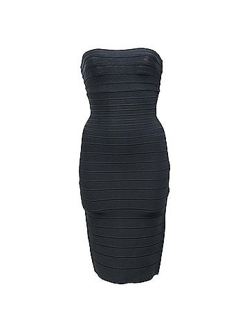 Herve Leger Herve Leger Strapless Banded Pencil Mini Dress in Black Rayon (view 1)