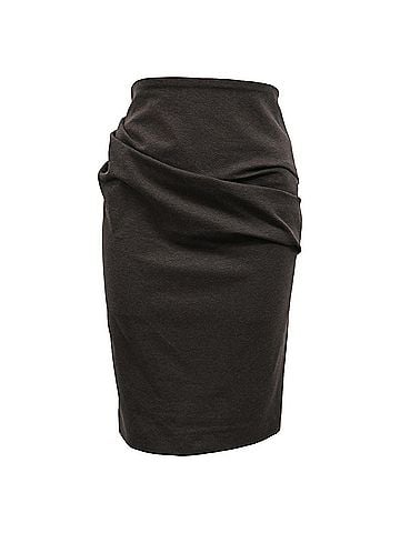 Brunello Cucinelli Brunello Cucinelli Draped Midi Skirt in Brown Cotton (view 1)