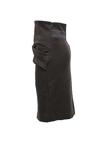 Brunello Cucinelli Brunello Cucinelli Draped Midi Skirt in Brown Cotton (view 2)